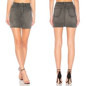 NEW GRLFRND Blaire Negotiations Gray Pinstriped Button-Fly Denim Skirt size 27